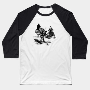 Astronaut Putting the American Flag On the Moon Baseball T-Shirt